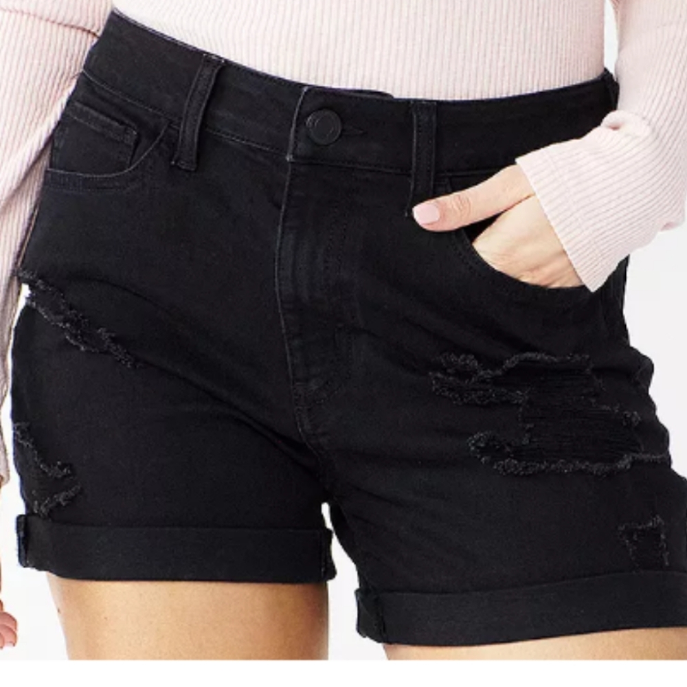 SO Distressed Black Jean Shorts Casual Fit